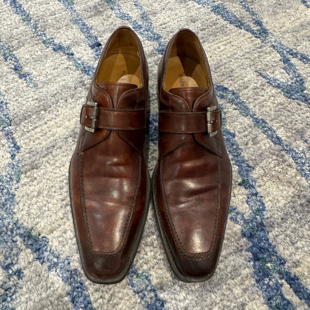 Magnanni Monk Strap Dress Shoes, Brown, M13